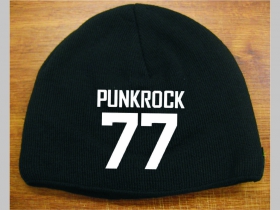 Punkrock 77 čierna pletená čiapka stredne hrubá vo vnútri naviac zateplená, univerzálna veľkosť, materiálové zloženie 100% akryl